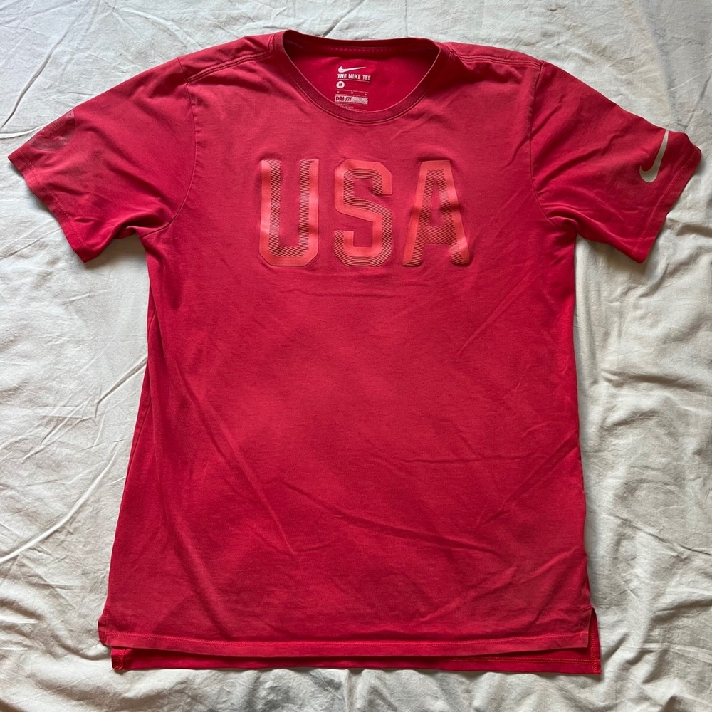 NIKE Team USA Tee Shirt Mens Medium Dri-FIT‎ Red Training Running Activewear